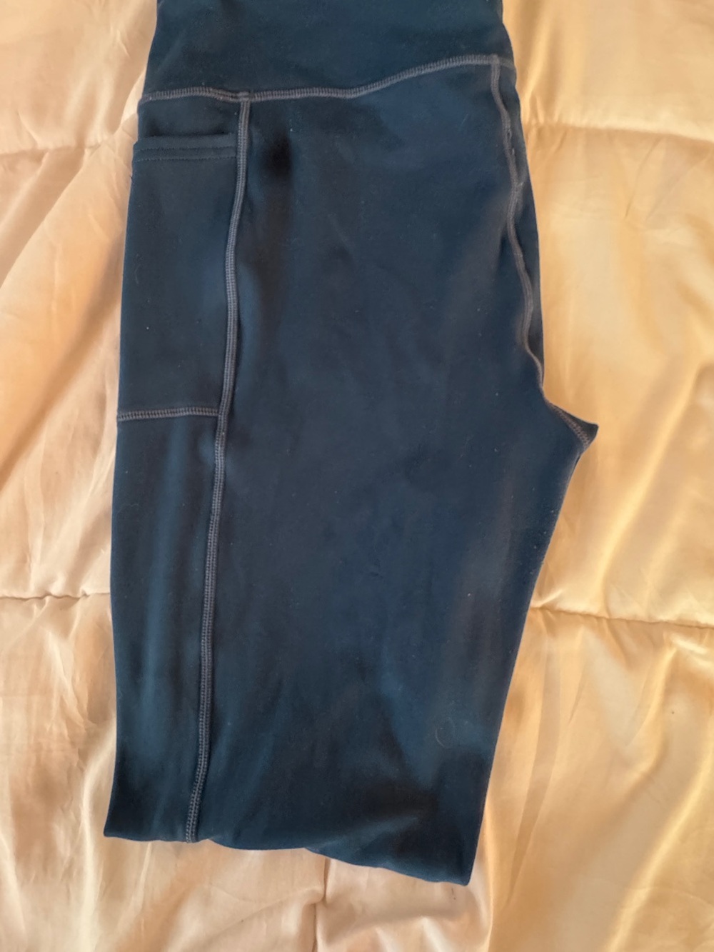 Kids Black Active Leggings with Side Pocket. peacock blue.